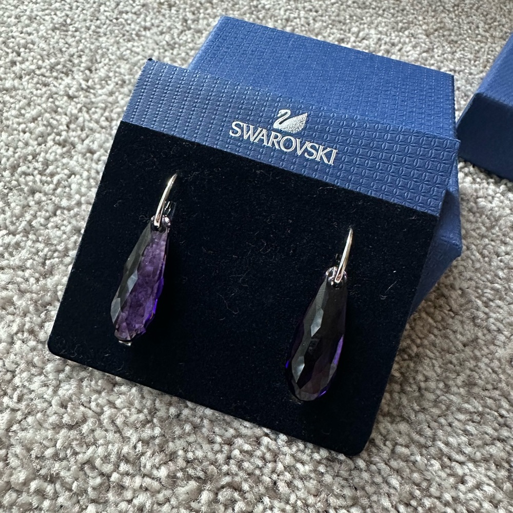 Swarovski Deep Purple Drop Earrings
